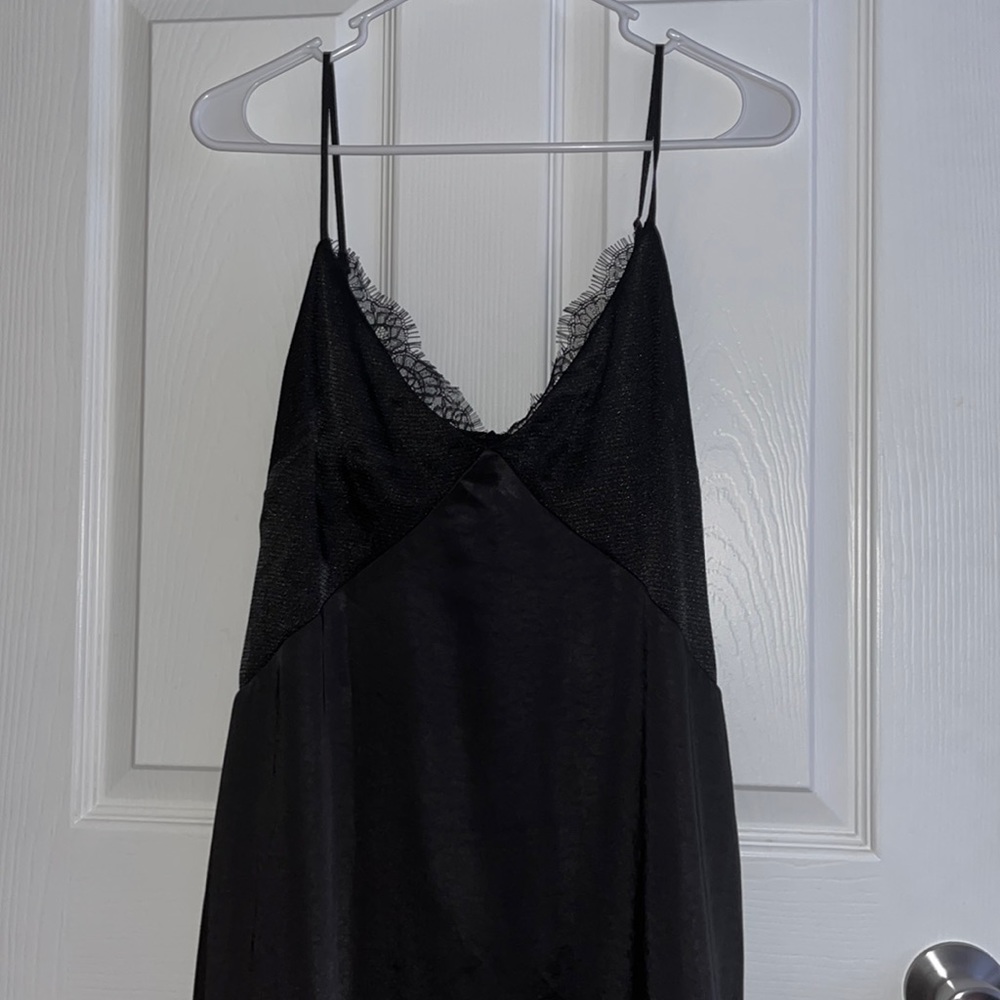 Black satin midi dress